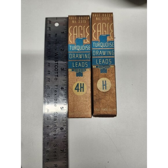NIB Vintage Eagle Turquoise Drawing Pencil Leads 4H, H Unused No. 2375 New - Picture 6 of 6